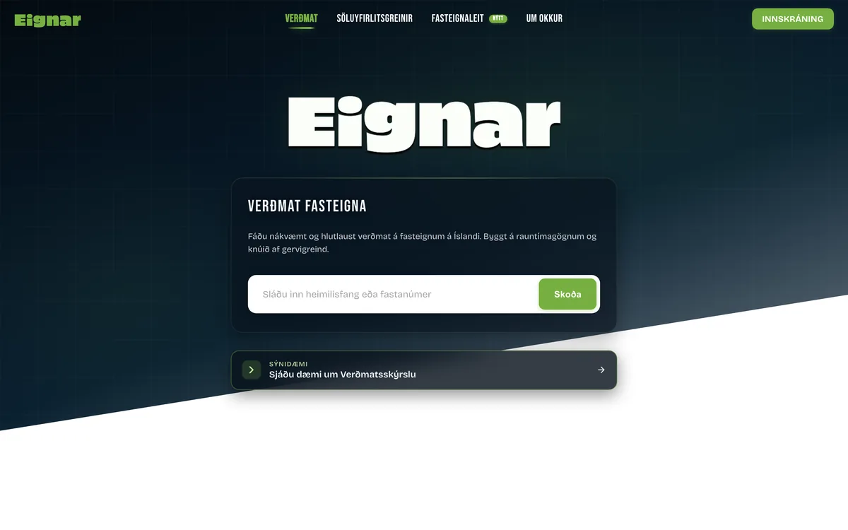Forsíða Eignar AI